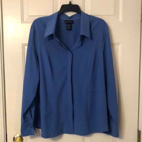 Lane Bryant Tops - Lane Bryant slate blue button down blouse, size 14/16.